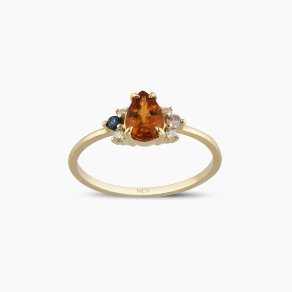 1.01 CT Multicolor Sapphire and Diamond Yellow Gold Ring - Nev Jewellery