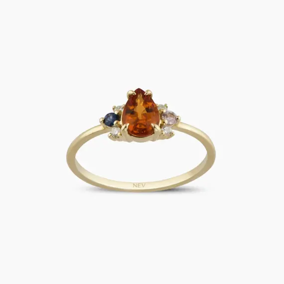 1.01 CT Multicolor Sapphire and Diamond Yellow Gold Ring - 1