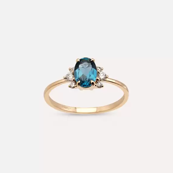 1.02 CT London Blue Topaz and Diamond Rose Gold Ring - 3