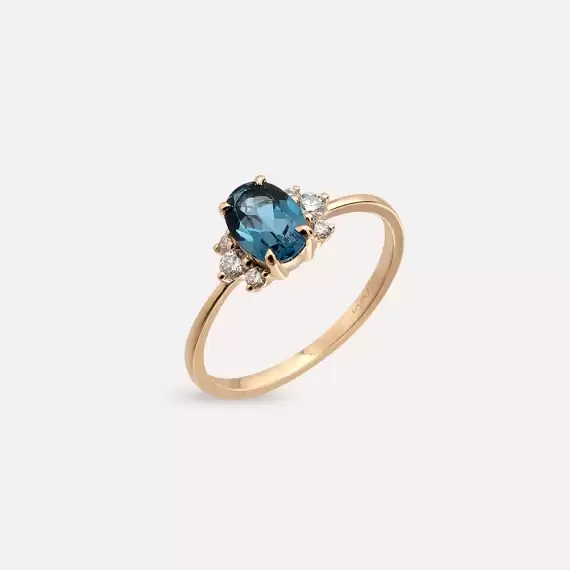1.02 CT London Blue Topaz and Diamond Rose Gold Ring - 2