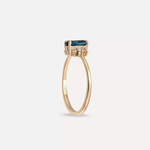 1.02 CT London Blue Topaz and Diamond Rose Gold Ring - 6