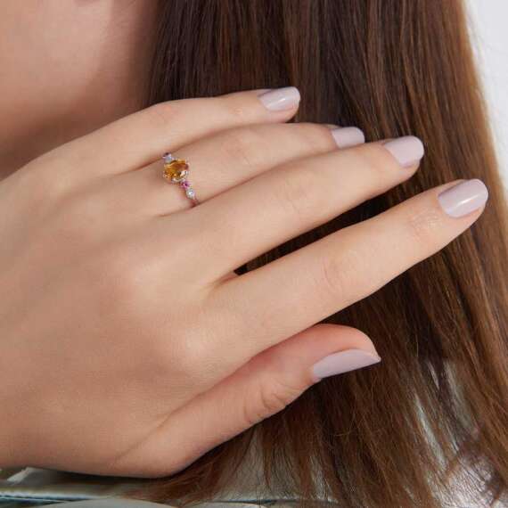 1.02 CT Multicolor Sapphire and Diamond White Gold Ring - 3