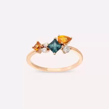 Lily 0.98 CT Multicolor Sapphire Rose Gold Ring - Nev Jewellery (1)