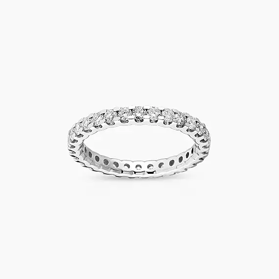 1.06 CT Diamond White Gold Half Eternity Ring - 2