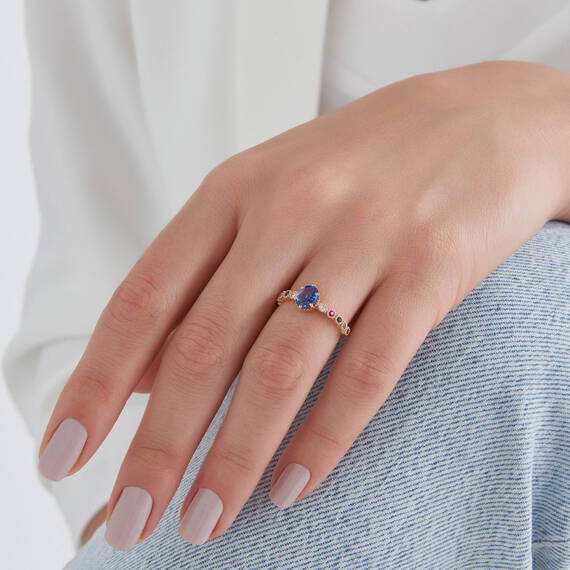 1.06 CT Sapphire, Diamond, Amethyst, Ruby and Aquamarine Ring - 3