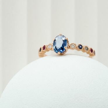 1.06 CT Sapphire, Diamond, Amethyst, Ruby and Aquamarine Ring - Nev Jewellery (1)