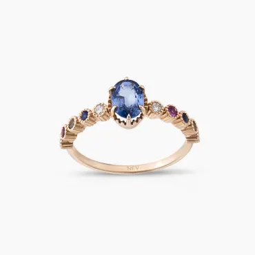 1.06 CT Sapphire, Diamond, Amethyst, Ruby and Aquamarine Ring - Nev Jewellery (1)