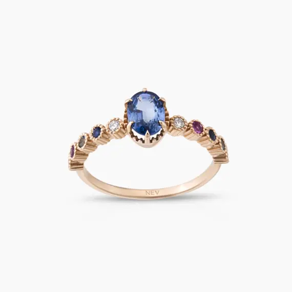 1.06 CT Sapphire, Diamond, Amethyst, Ruby and Aquamarine Ring - 1