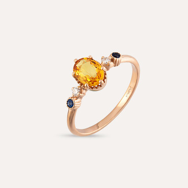 1.07 CT Multicolor Sapphire and Diamond Rose Gold Ring - Nev Jewellery