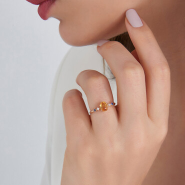 1.07 CT Multicolor Sapphire and Diamond Rose Gold Ring - Nev Jewellery