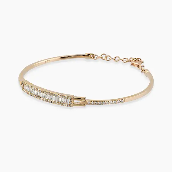 0.87 CT Baguette Cut Diamond Rose Gold Bracelet - 4