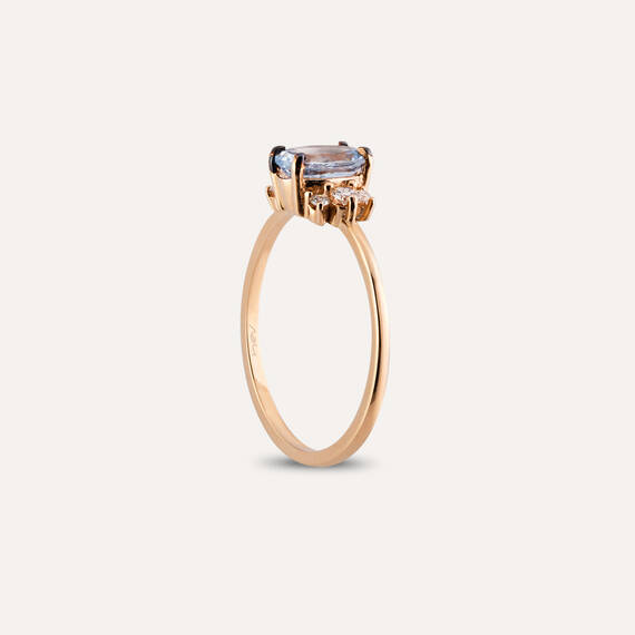 0.81 CT Light Blue Sapphire and Diamond Rose Gold Ring - 4