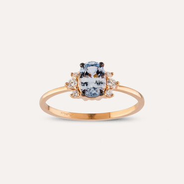 0.81 CT Light Blue Sapphire and Diamond Rose Gold Ring - Nev Jewellery