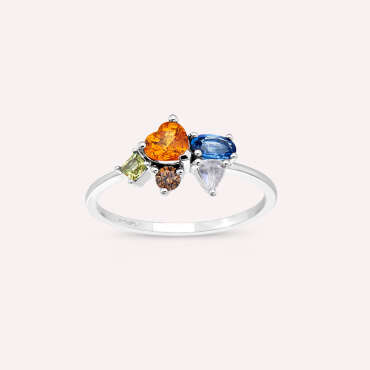 1.12 CT Rose Cut Diamond, Multicolor Sapphire and Brown Diamond Ring - Nev Jewellery
