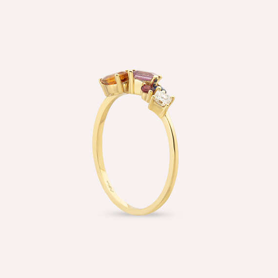 Lily 1.13 CT Multicolor Sapphire and Diamond Yellow Gold Ring - 4