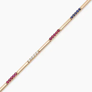 1.14 CT Multicolor Sapphire Rose Gold Tennis Bracelet - Nev Jewellery (1)