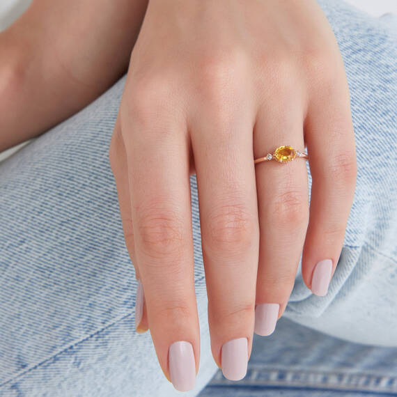 1.14 CT Yellow Sapphire and Diamond Rose Gold Ring - 2