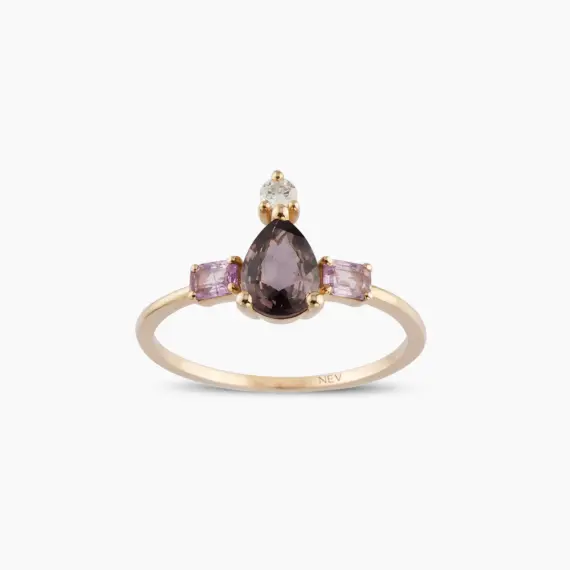 1.16 CT Multicolor Sapphire and Diamond Rose Gold Ring - 1
