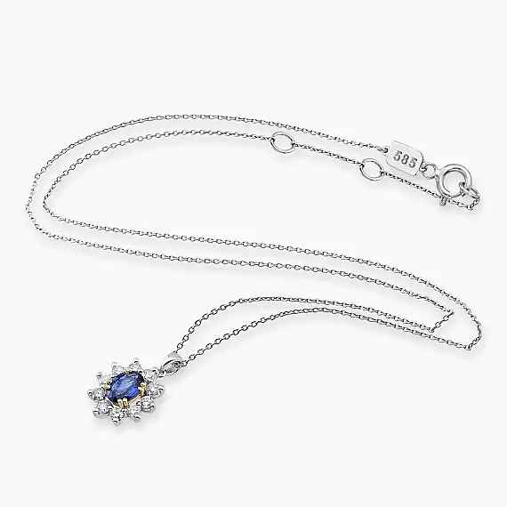 1.16 CT Sapphire and Diamond Anturage Necklace - 2