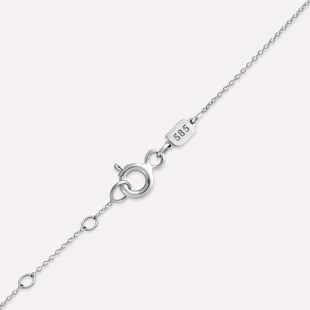 0.96 CT Diamond and Marquise Cut Emerald White Gold Necklace - 6