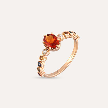 1.17 CT Multicolor Sapphire and Diamond Rose Gold Ring - Nev Jewellery