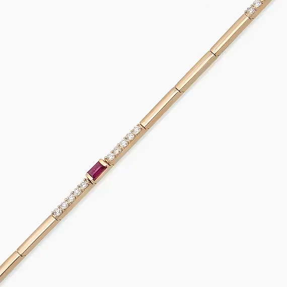 1.23 CT Multicolor Sapphire Rose Gold Tennis Bracelet - 2