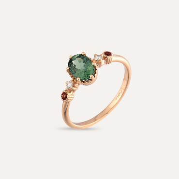 1.26 CT Multicolor Sapphire and Diamond Rose Gold Ring - Nev Jewellery