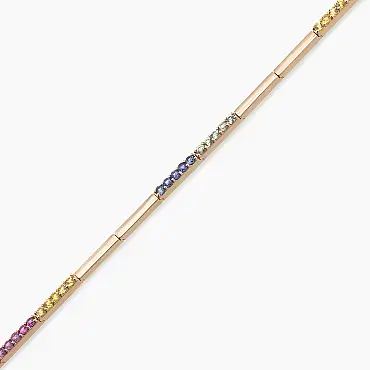 1.29 CT Multicolor Sapphire Rose Gold Tennis Bracelet - Nev Jewellery (1)