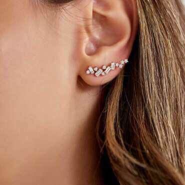 1.33 CT Baguette Cut Diamond Rose Gold Earring - Nev Jewellery