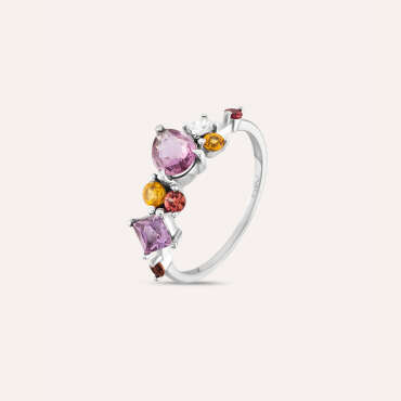 1.34 CT Multicolor Sapphire and Diamond Ring - Nev Jewellery