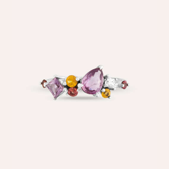 1.34 CT Multicolor Sapphire and Diamond Ring - 4