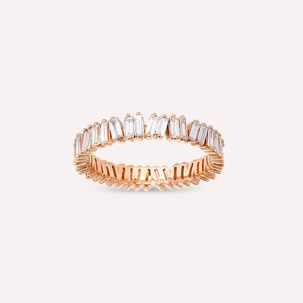 1.36 CT Baguette Cut Diamond Rose Gold Eternity Ring - 4