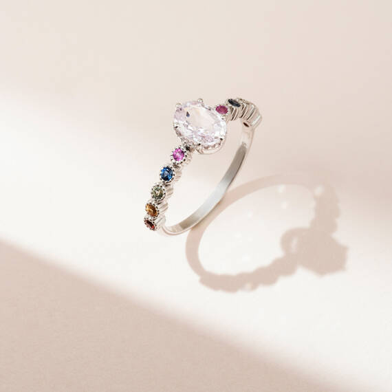 1.37 CT Light Pink and Multicolor Sapphire White Gold Ring - 2