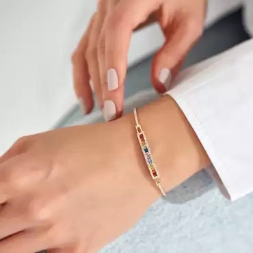 1.50 CT Multicolor Sapphire and Diamond Rose Gold Bracelet - Nev Jewellery (1)