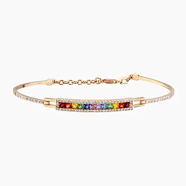 1.50 CT Multicolor Sapphire and Diamond Rose Gold Bracelet - Nev Jewellery (1)