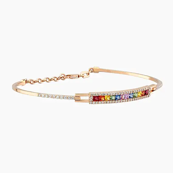 1.50 CT Multicolor Sapphire and Diamond Rose Gold Bracelet - 3