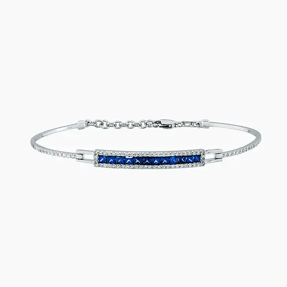 1.52 CT Sapphire and Diamond White Gold Bracelet - 2