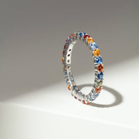 1.56 CT Rainbow Sapphire Eternity Ring - 3