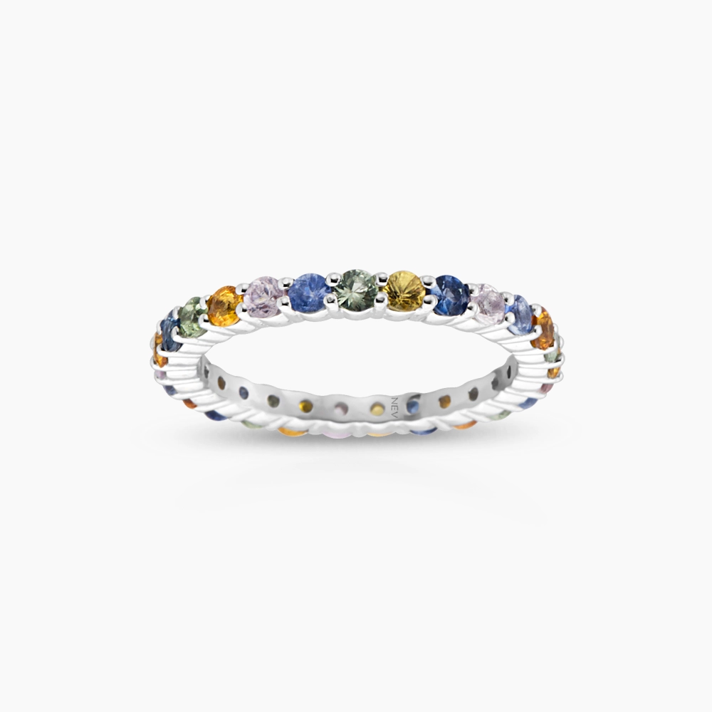 1.56 CT Rainbow Sapphire Eternity Ring - Nev Jewellery (1)