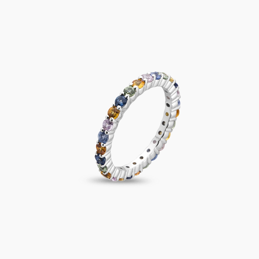 1.56 CT Rainbow Sapphire Eternity Ring - 4