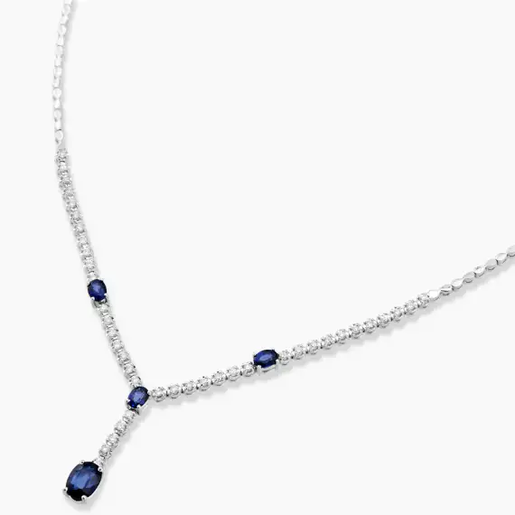 1.62 CT Sapphire and Round Cut Diamond Necklace - 1