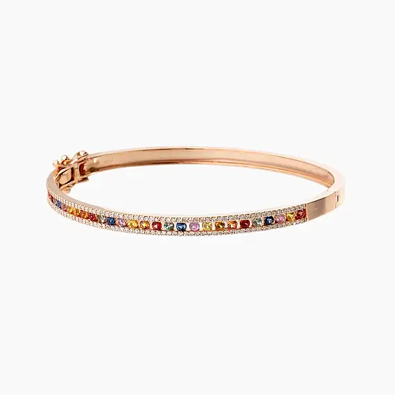 1.65 CT Multicolor Sapphire and Diamond Rose Gold Bracelet - 3