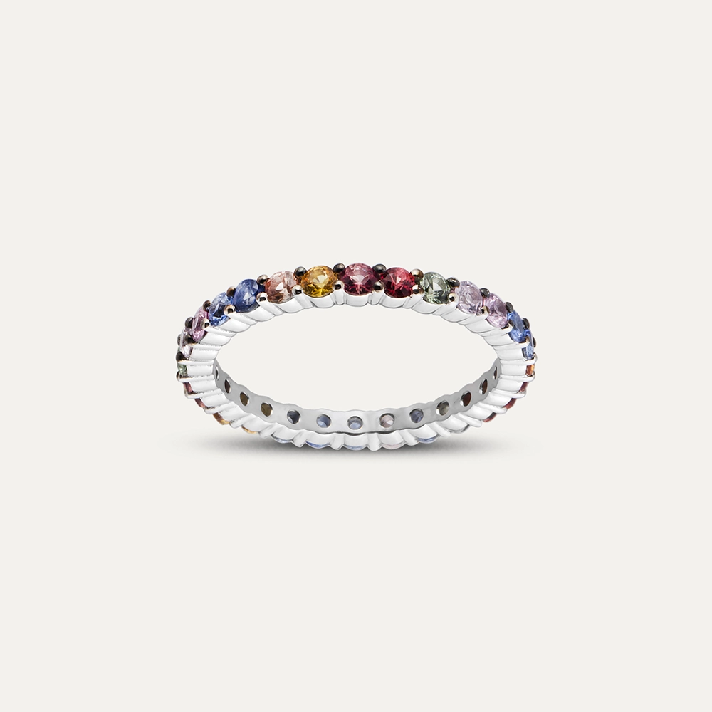 1.67 CT Multicolor Sapphire White Gold Eternity Ring - Nev Jewellery (1)