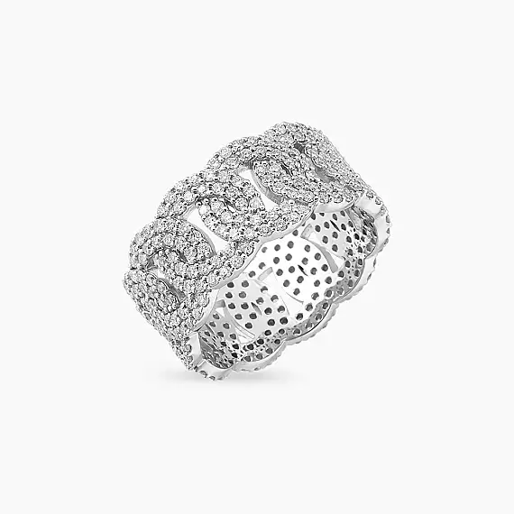 1.69 CT Diamond White Gold Spiral Ring - 3