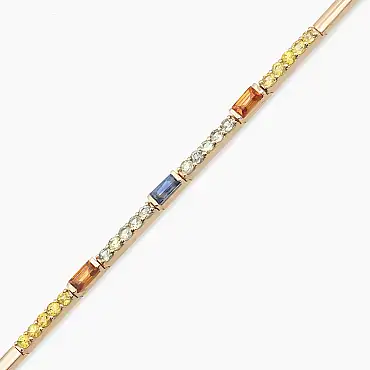 1.71 CT Multicolor Sapphire Rose Gold Tennis Bracelet - Nev Jewellery (1)