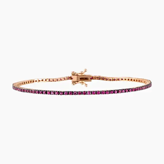 1.84 CT Ruby Rose Gold Tennis Bracelet - 2