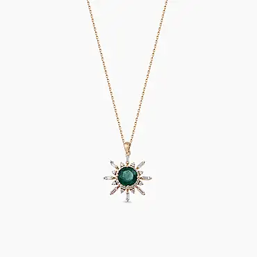 Marcel 1.93 CT Emerald and Baguette Cut Diamond Rose Gold Necklace - Nev Jewellery (1)