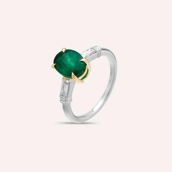 1.96 CT Emerald and Baguette Diamond Ring - 4