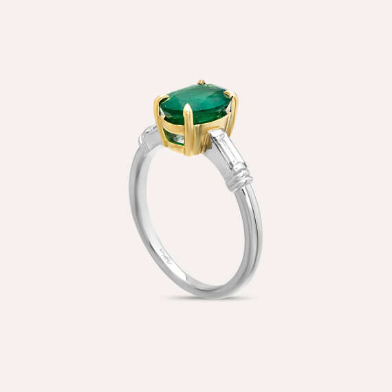 1.96 CT Emerald and Baguette Diamond Ring - 6