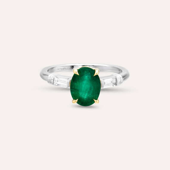 1.96 CT Emerald and Baguette Diamond Ring - 7